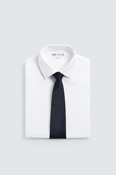 CRAVATE 100% SOIE STRUCTURÉE - Bleu marine de Zara - Image 2