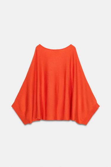 PULL EN MAILLE MANCHES CHAUVE-SOURIS - Orange de Zara - Image 9