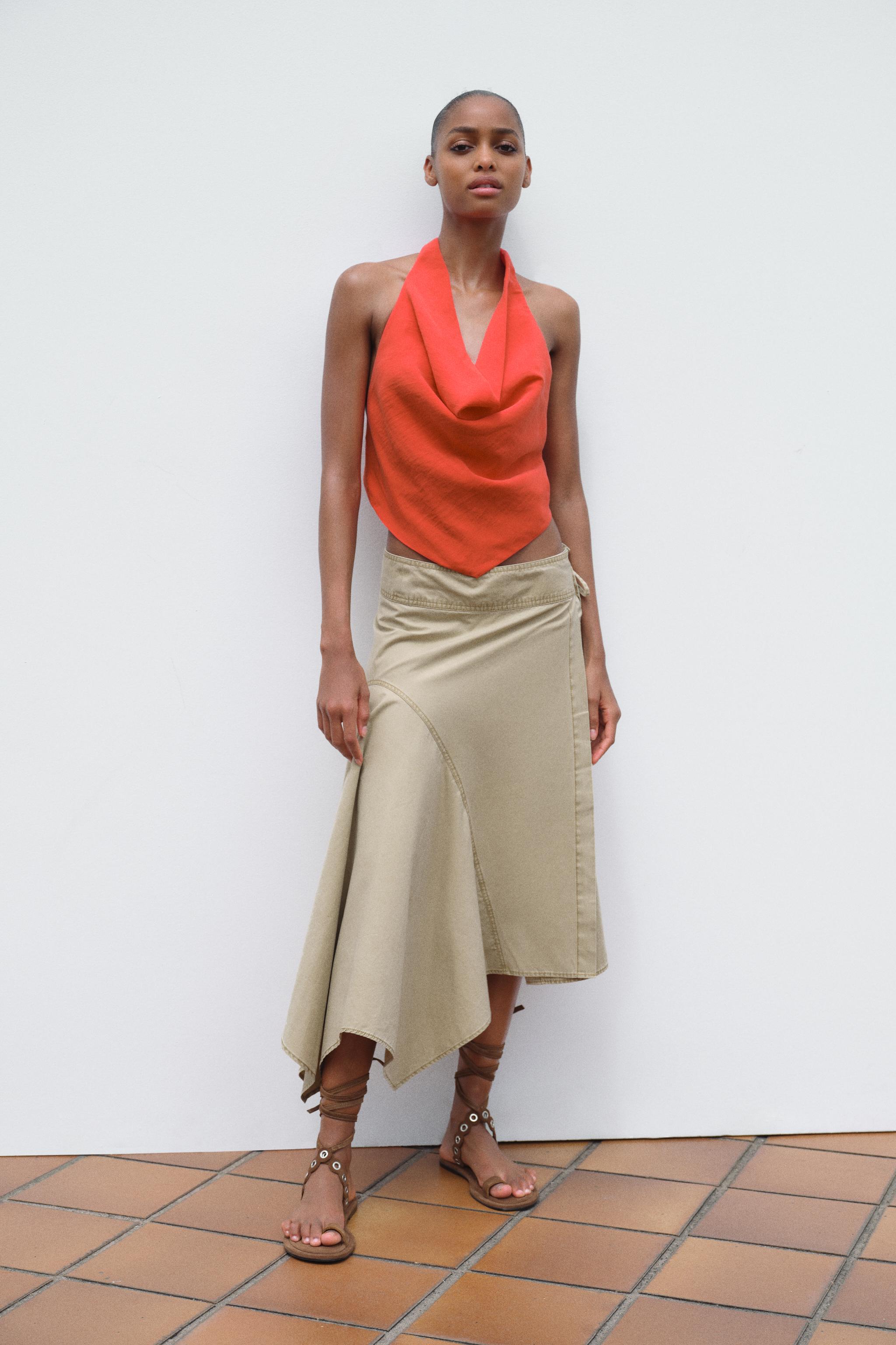 TOP HALTER FLUIDO - Vermelho / Coral | ZARA Brasil