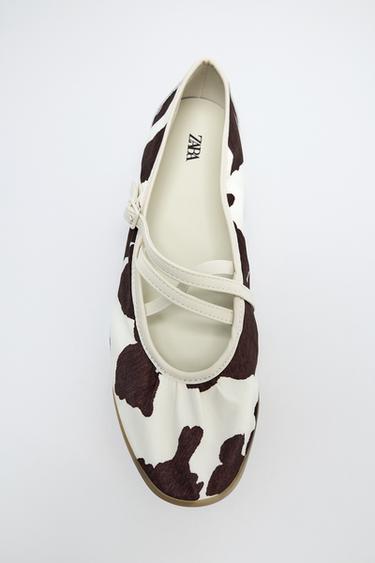 Zara ANIMAL PRINT STRAPPY BALLET FLATS - Multi-color