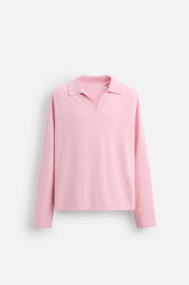 LIGHTWEIGHT KNIT POLO SHIRT - Pink by Zara - Image 5