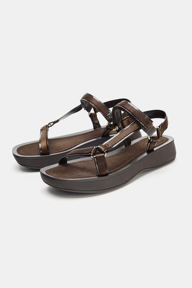 SANDALES BRIDES AUTO-AGRIPPANTES - Marron chocolat de Zara - Image 2