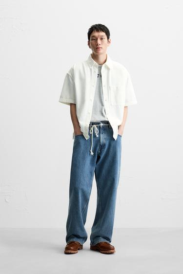 EMBROIDERED RELAXED FIT OVERSHIRT - White by Zara - Image 0
