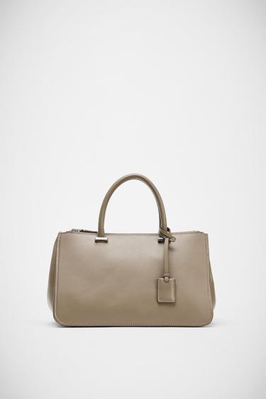 Zara DOUBLE HANDLE CITY BAG - Taupe Gray
