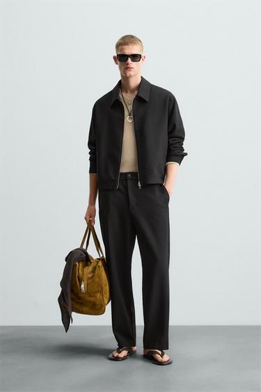 Zara REGULAR FIT PANTS - Black - Image 0