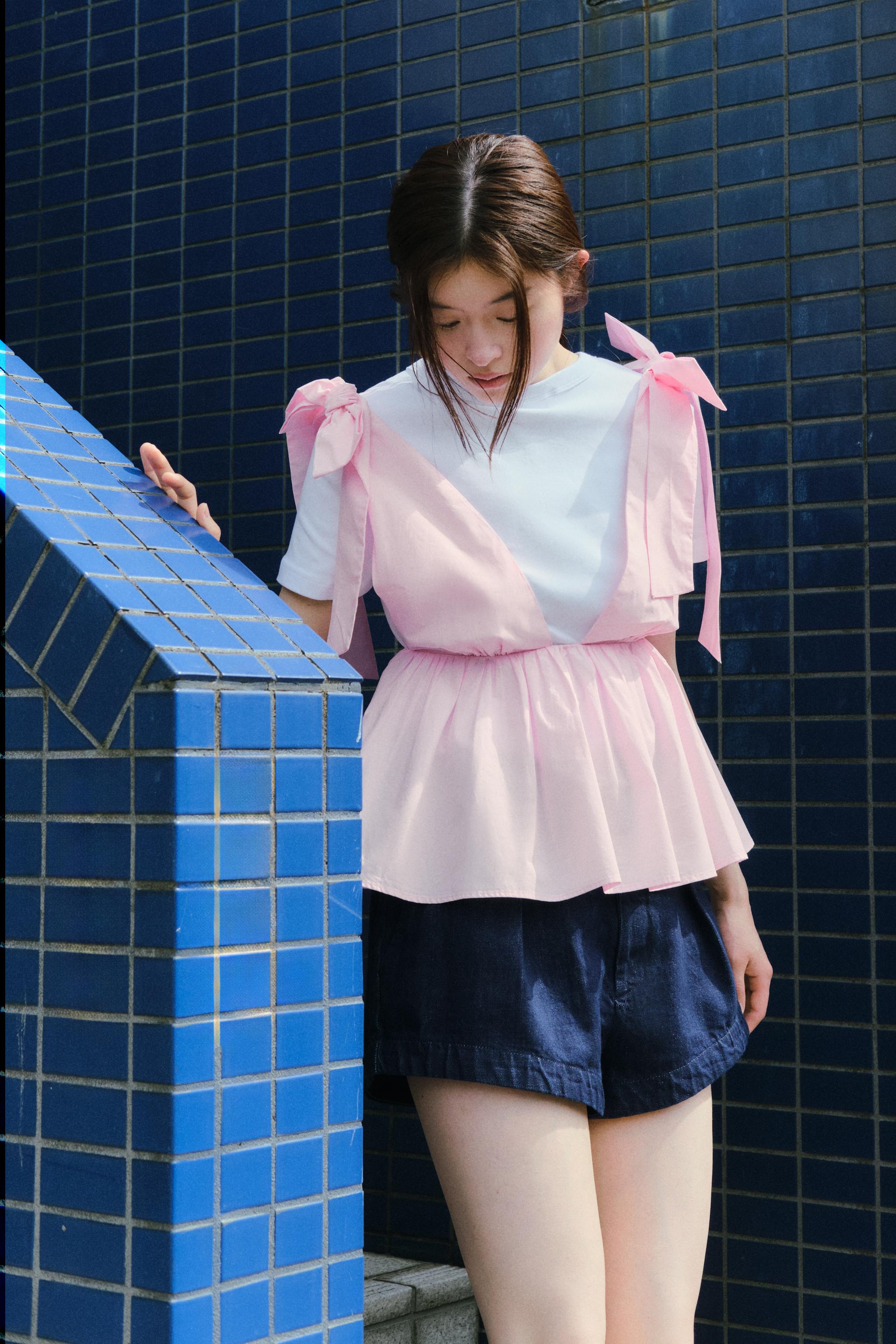 ポプリン リボン付きトップス - ライトピンク | ZARA Japan / 日本