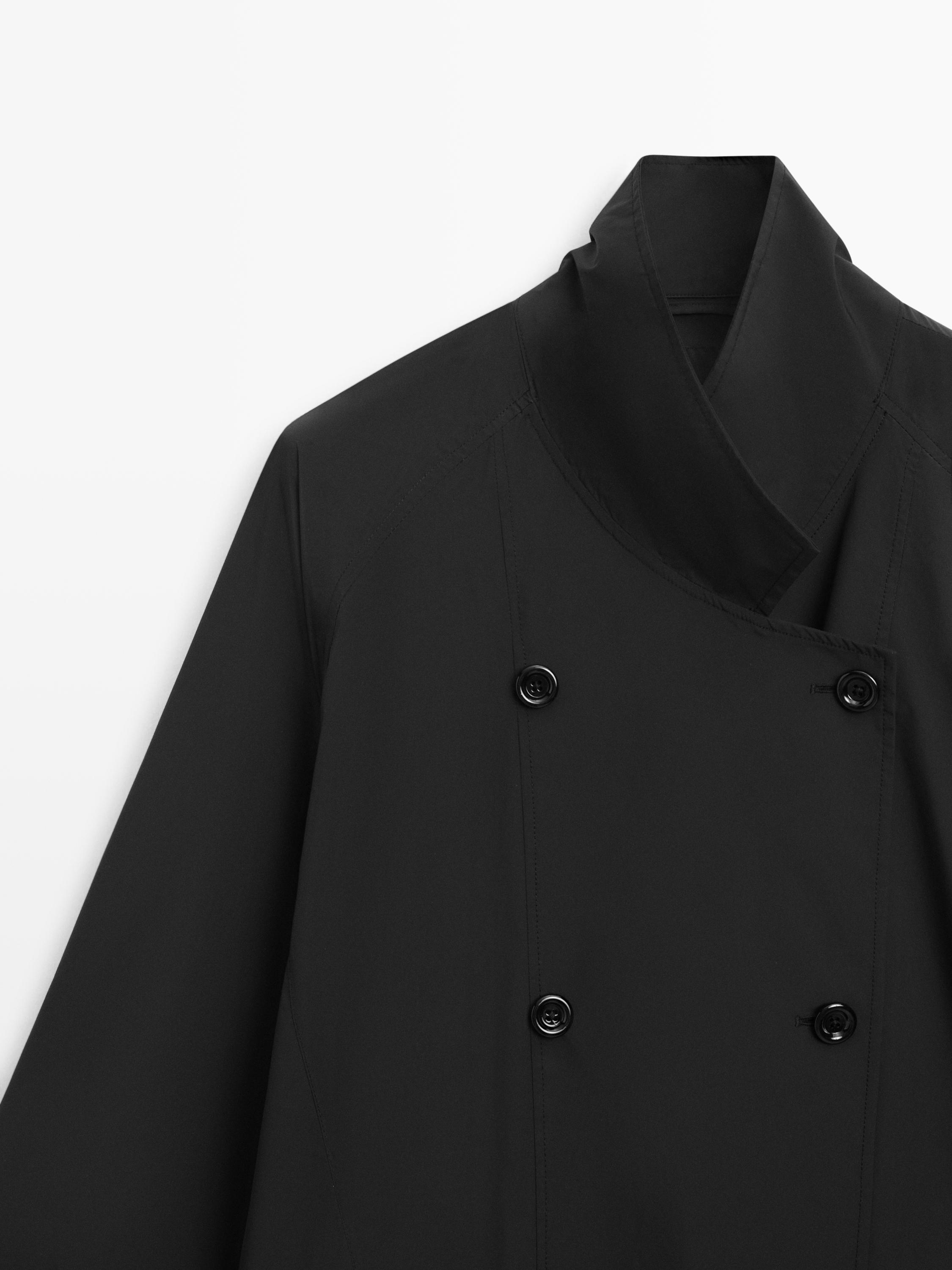 Double-breasted technical trench coat