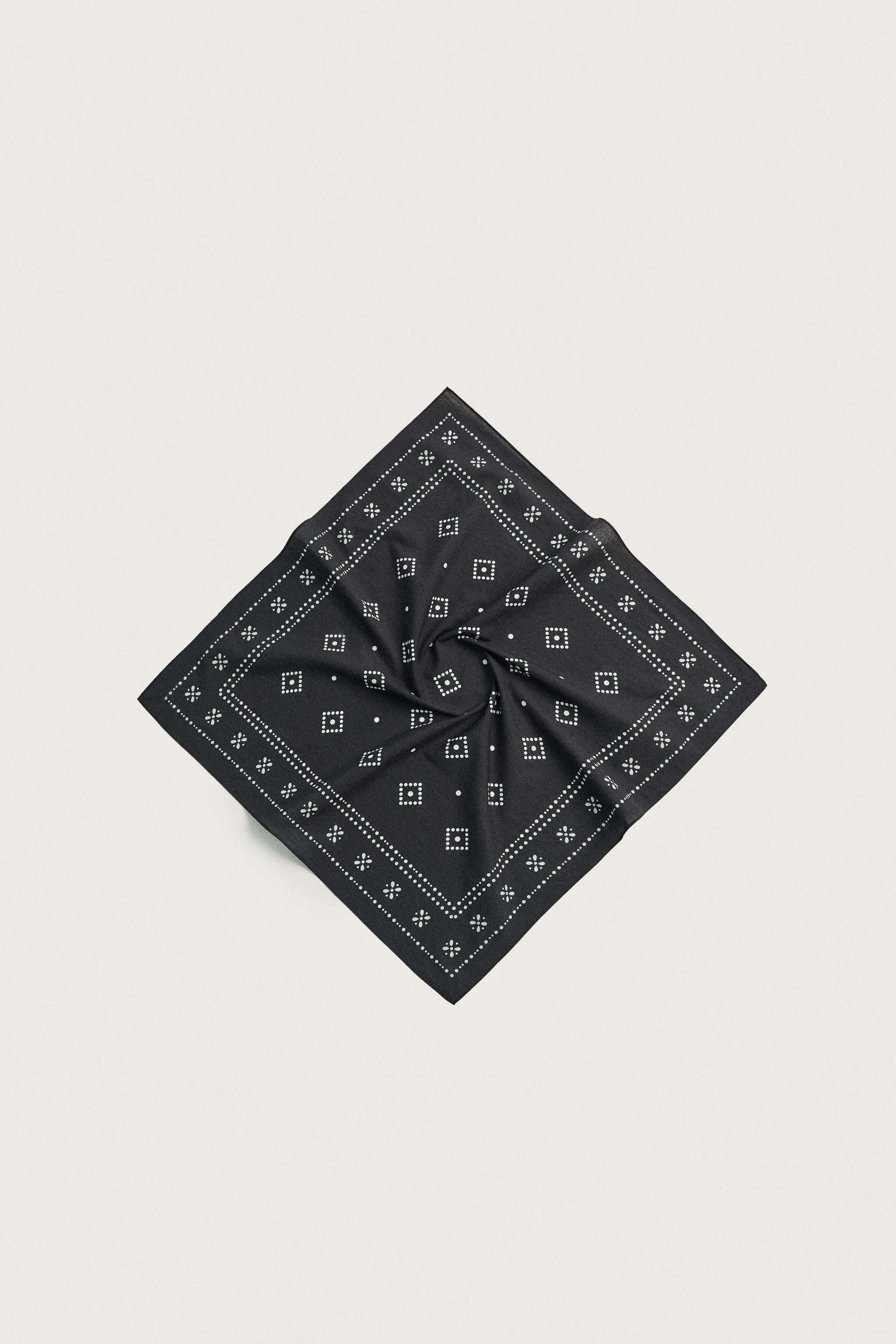 GEOMETRIC PRINT BANDANA — Dark navy