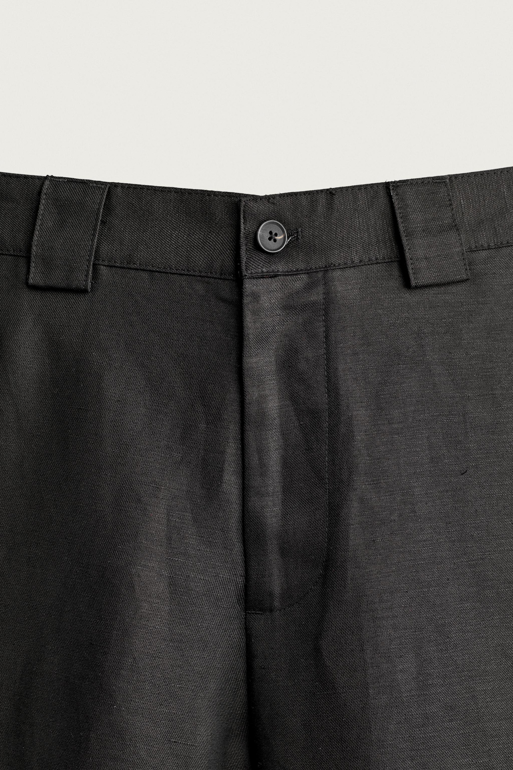 Мужские брюки Zara LINEN-VISCOSE RELAXED FIT PANTS — фото 9