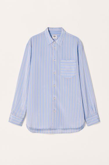 LIMITED EDITION STRIPED FLOWING SHIRT - Blue by Zara