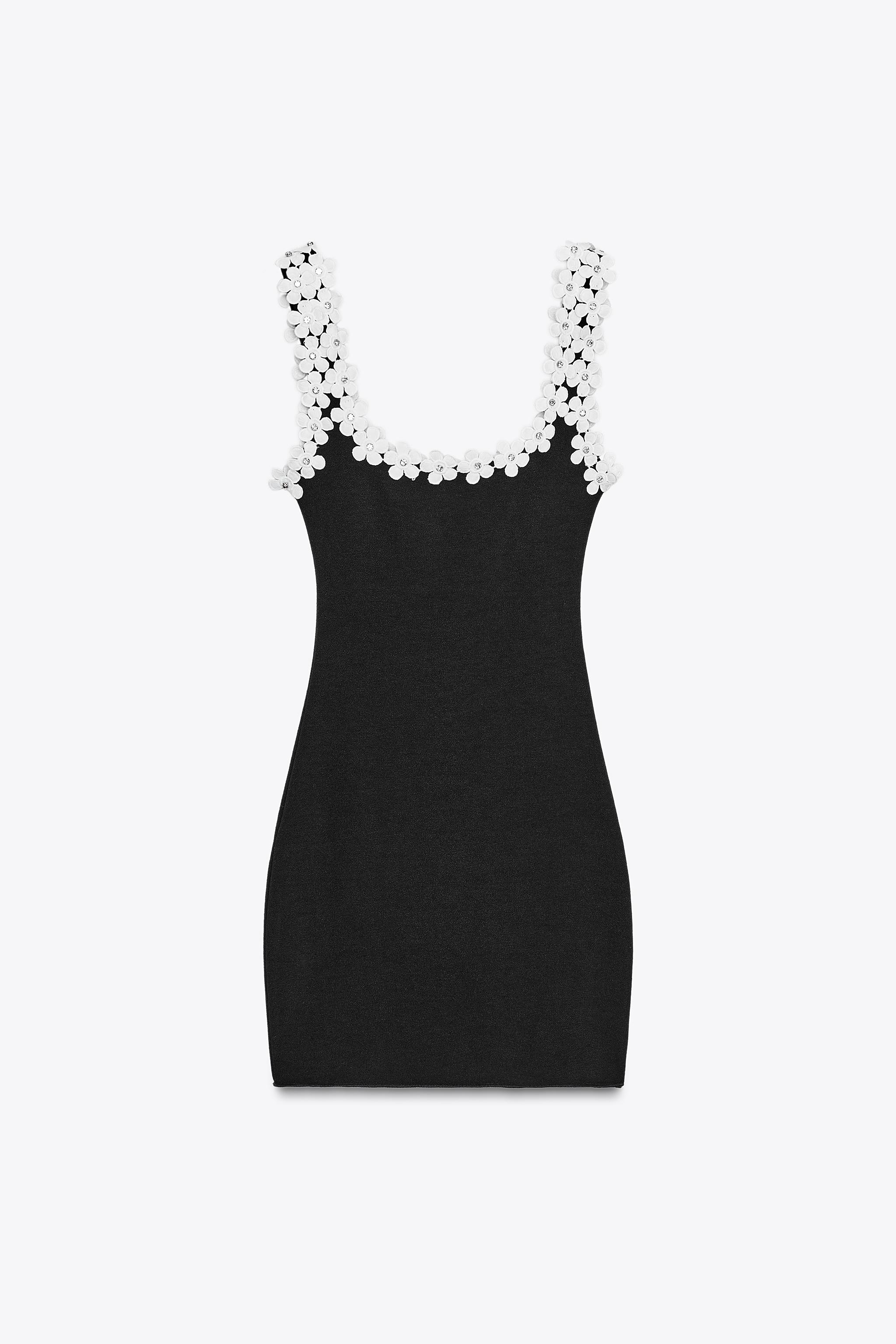 STRETCH DRESS WITH FLOWER HARDWARE - Black | ZARA United States