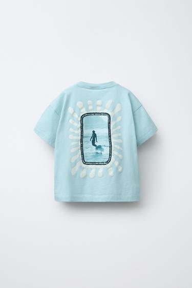 SURF PRINT T-SHIRT - Sky blue by Zara - Image 1