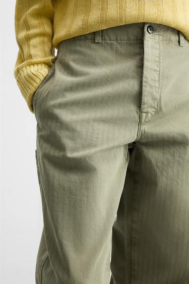 WASHED CARPENTER TROUSERS - mid khaki by Zara - Image 4