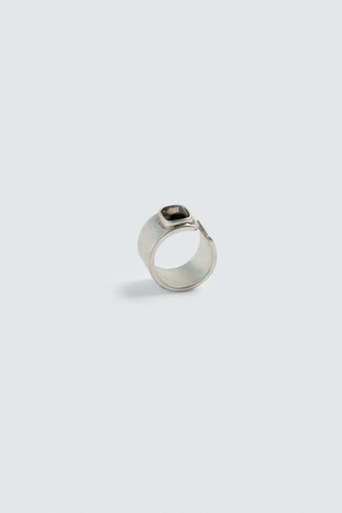 CONTRAST STONE IRREGULAR RING - Silver de Zara - Image 1