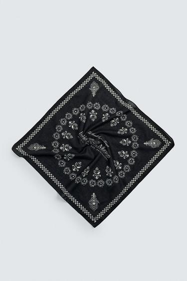 Zara GRAPHIC GEOMETRIC PRINT BANDANA - Black