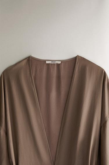 DÉSHABILLÉ SATIN FRONCÉ - Marron de Zara - Image 1