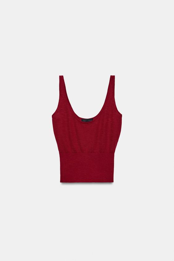 WIDE WAISTBAND KNIT TOP - Strawberry by Zara - Image 0