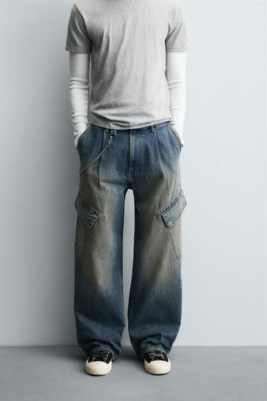 JEANS CARGO BAGGY FIT - Azul medio de Zara