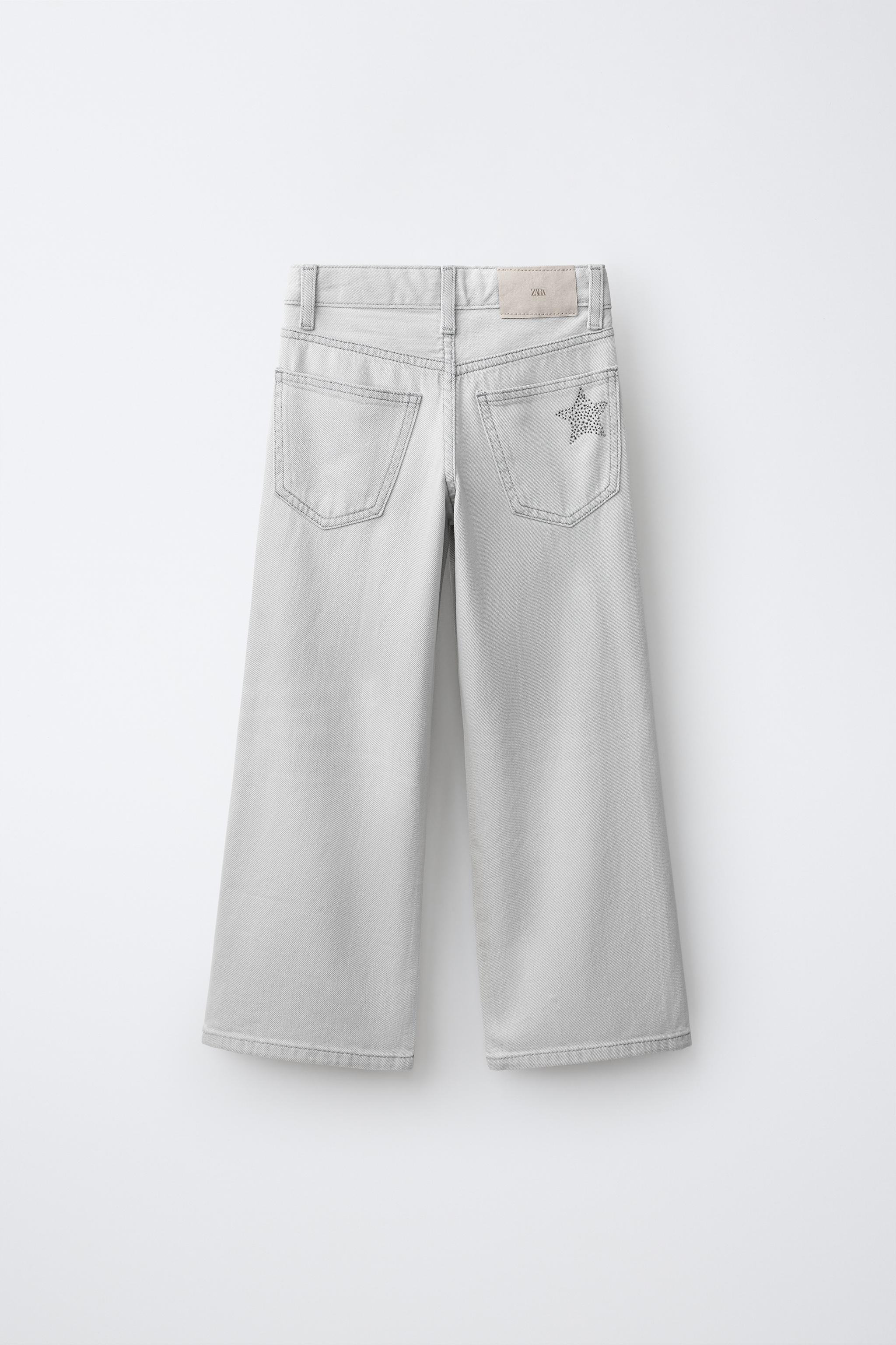 Детские джинсы Zara STAR PRINT STUDDED WIDE LEG JEANS — фото 3