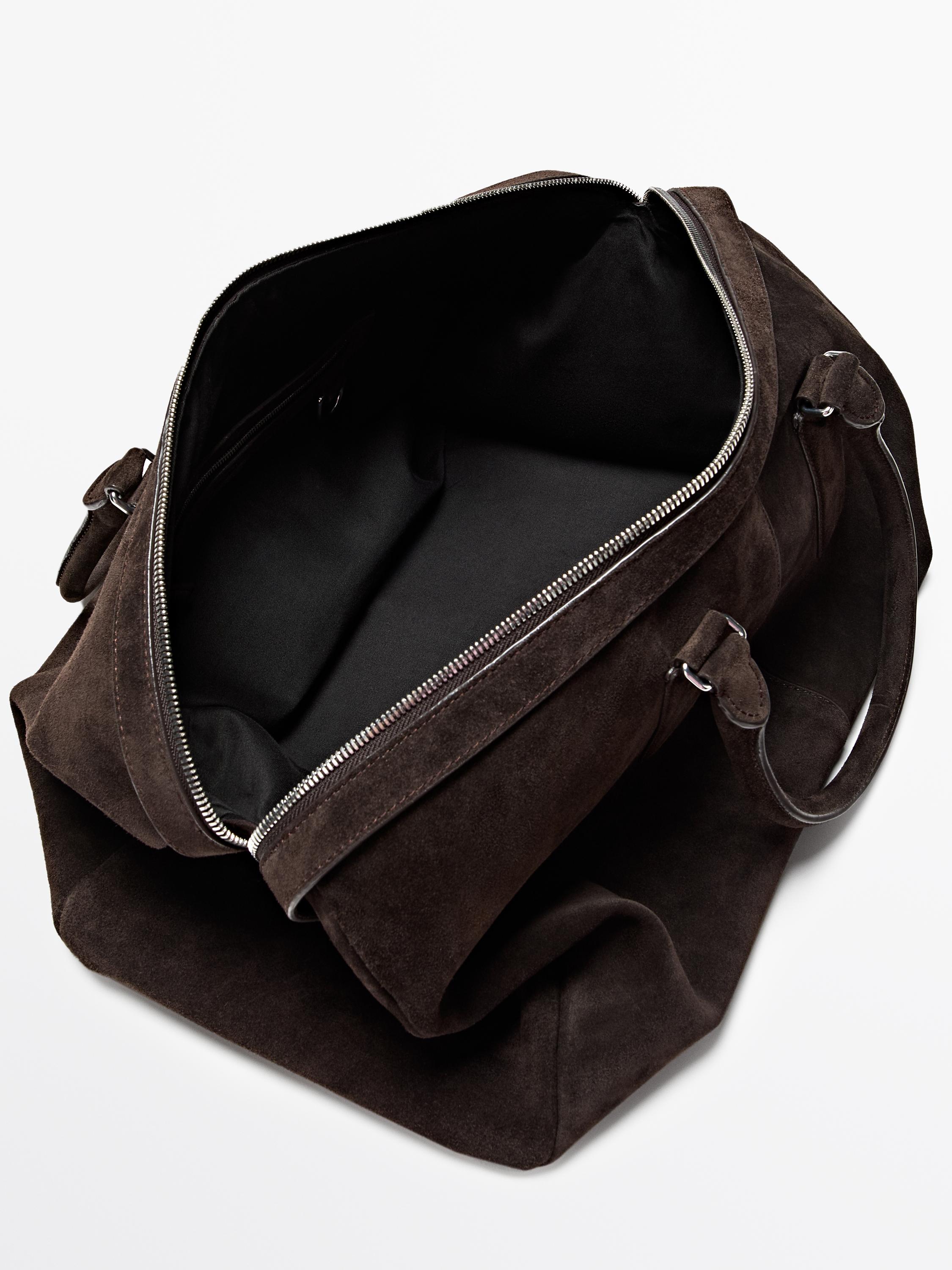 Suede leather travel bag