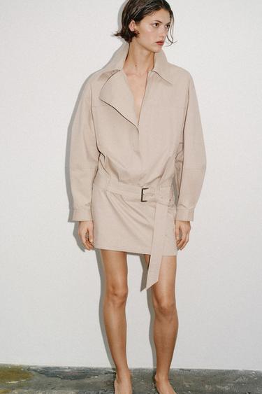 Zara BELTED MINI DRESS - Sand - Image 0