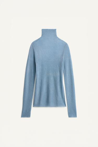 TOP EM TRICÔ FINO COM FIO METALIZADO LIMITED EDITION - Azul-pastel da Zara