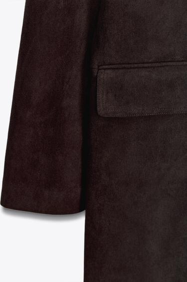 FAUX SUEDE FROCK COAT - chocolate by Zara - Image 2