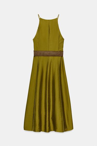 ROBE MI-LONGUE AVEC CEINTURE - Kaki de Zara - Image 9