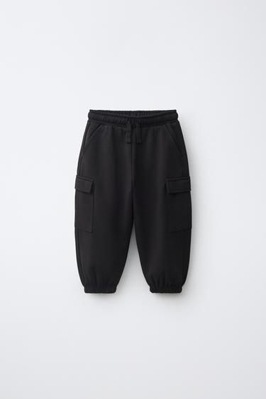 INTERLOCK CARGO JOGGER PANTS — Black 1