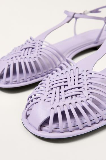 LIMITED EDITION BRAIDED LEATHER CAGE SANDALS - Mauve Purple by Zara - Image 6