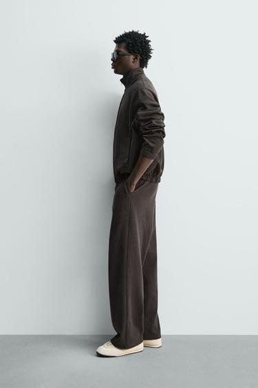 KNIT ZIP-UP SWEATSHIRT - Black / Brown by Zara - Image 3
