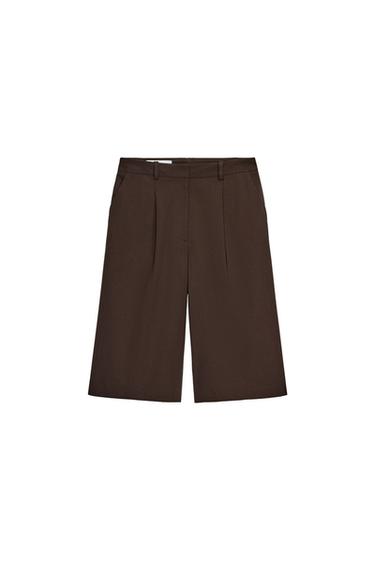 BERMUDA LARGA PINZAS - Marrón de Zara