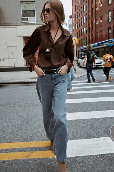 POPLIN SHIRT WITH TIES - Dark brown by Zara - Image 0