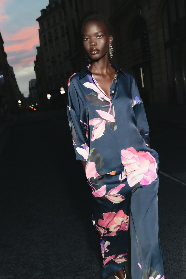 Camisas Zara Blusa Estampada Flores Zara CAMISA ESTAMPADA FLORES