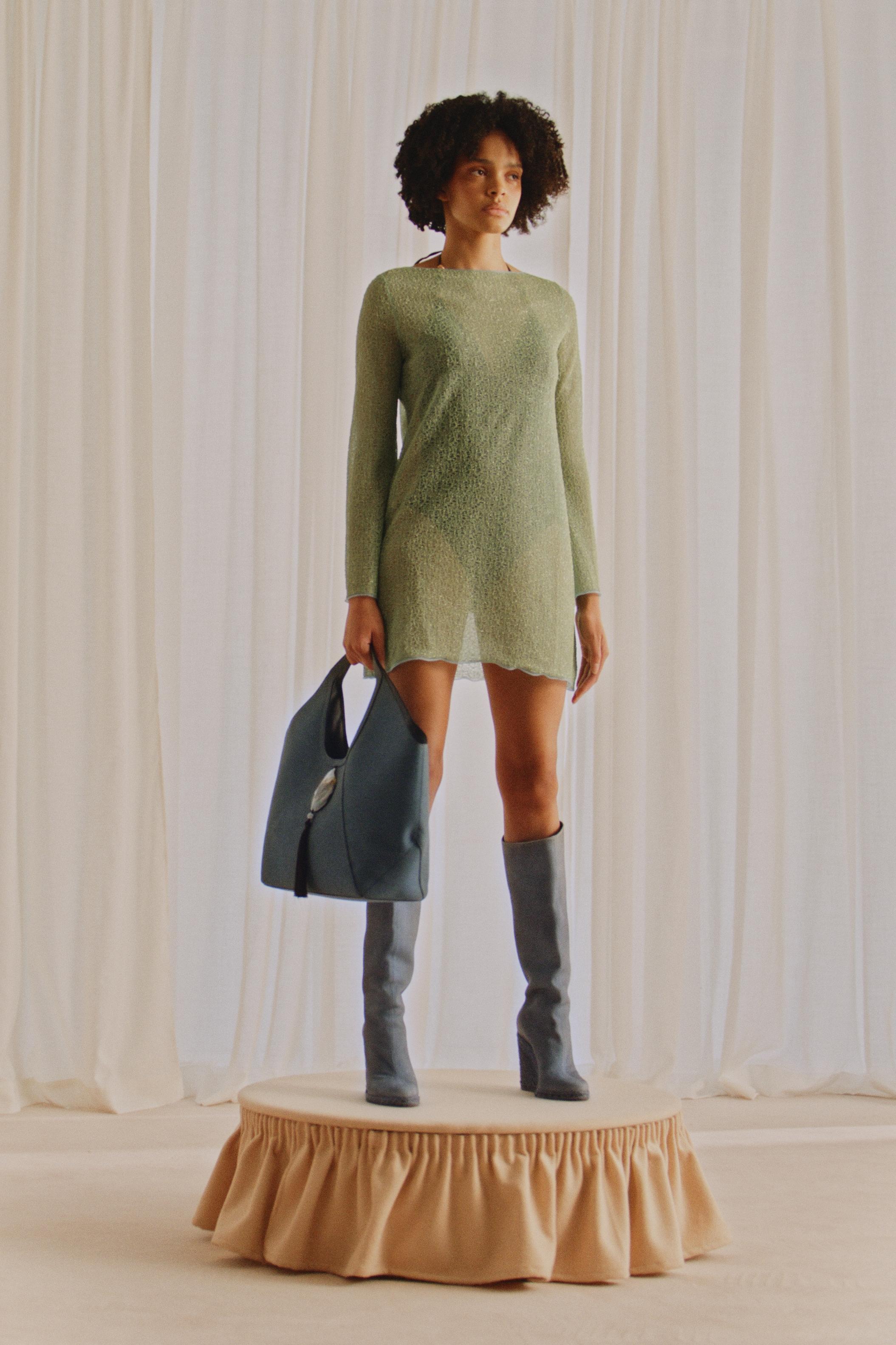 MARISA BERENSON X ZARA WEDGE BOOTS — Denim Blue