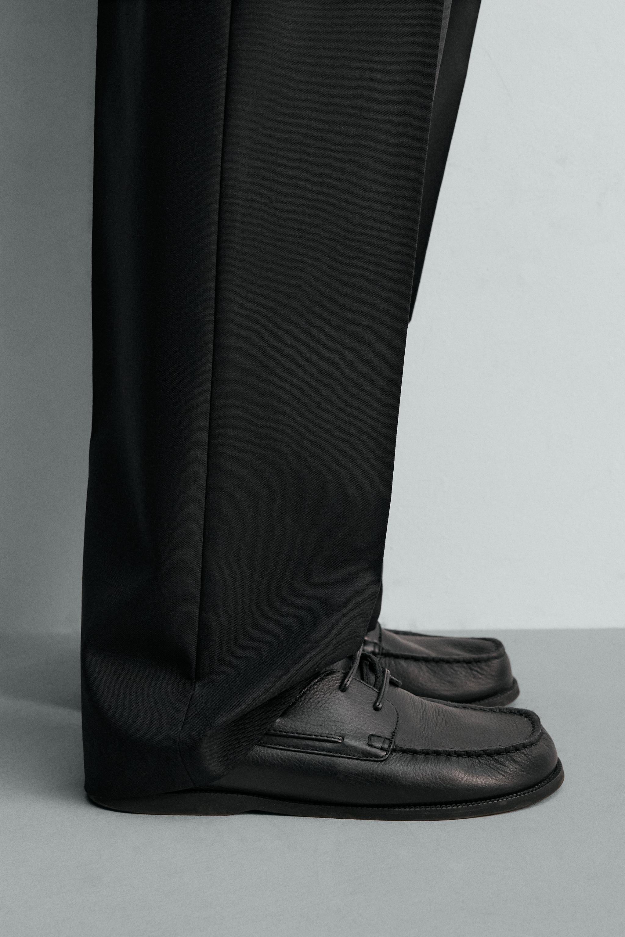 限定版レザーデッキシューズ - ブラック | ZARA Japan / 日本