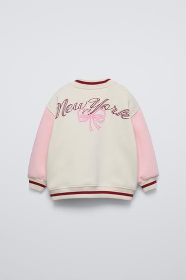 BOW EMBROIDERY BOMBER JACKET - Pink by Zara - Image 1