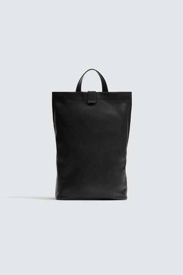 MOCHILA PIEL - Negro de Zara