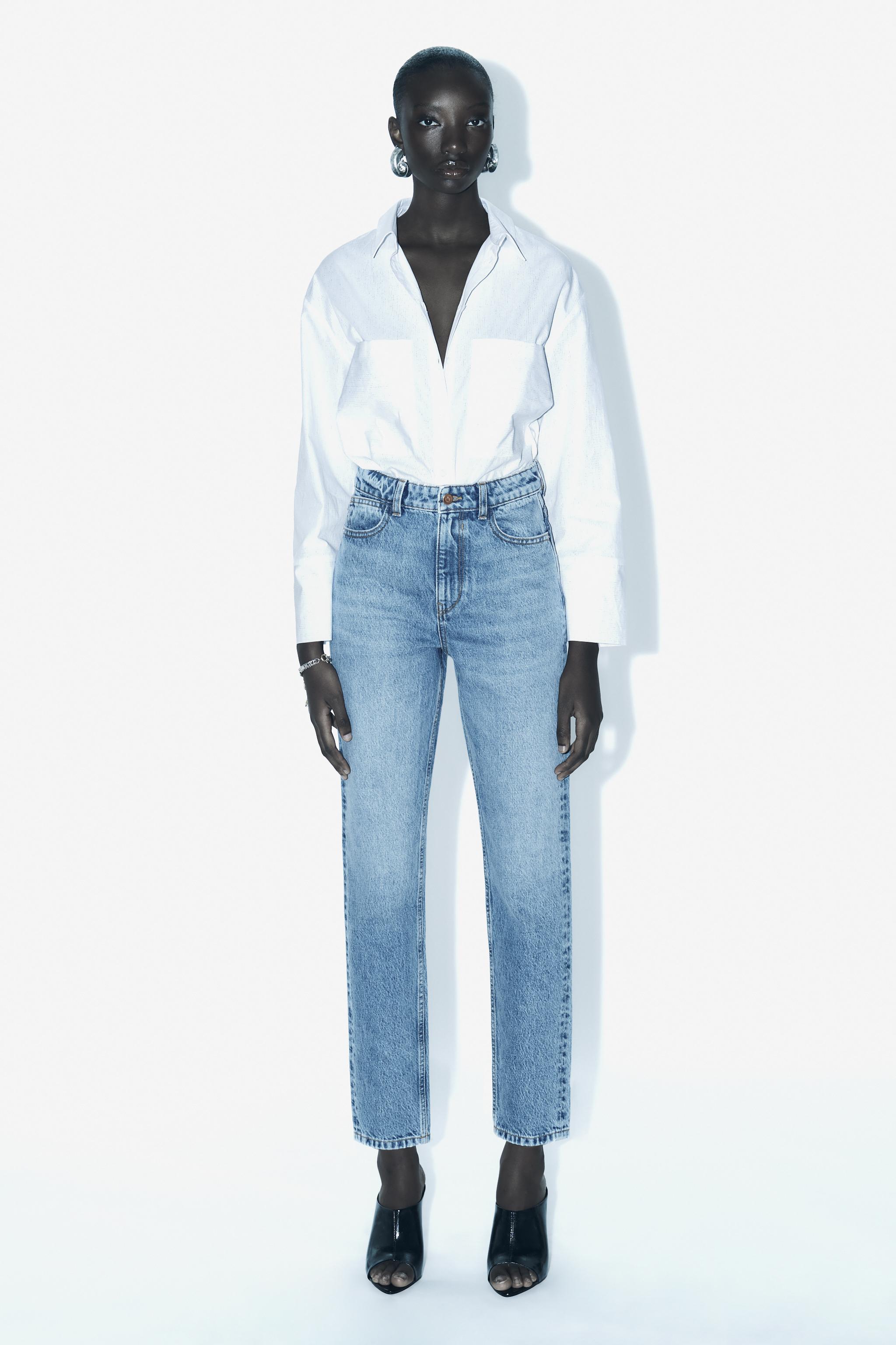 Z1975 MOM FIT JEANS WITH A HIGH WAIST - Mid-blue | ZARA United States