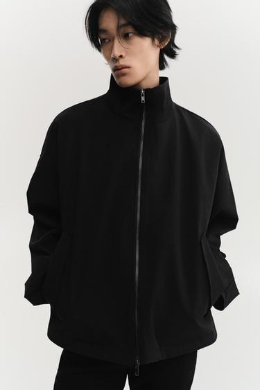 Zara 紋理感科技外套 - 黑色