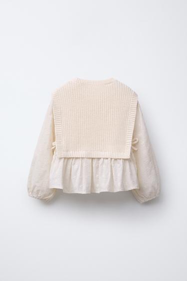 KNIT VEST WITH CONTRAST SHIRT - Ecru by Zara - Image 1