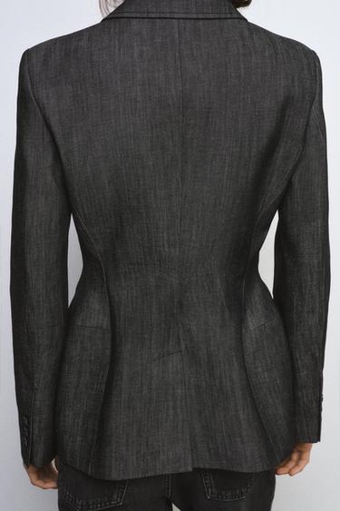 ZW COLLECTION DENIM BLAZER - Black by Zara - Image 3