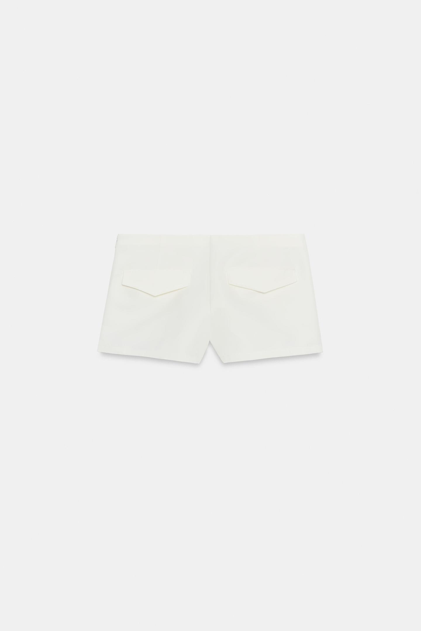 Женские шорты Zara Button Mini, цвет: Устричный белый — фото 6