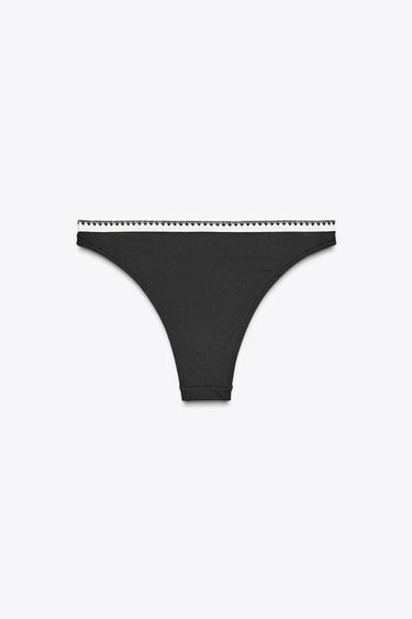 CONTRAST BIKINI BOTTOMS - Black / White by Zara - Image 4