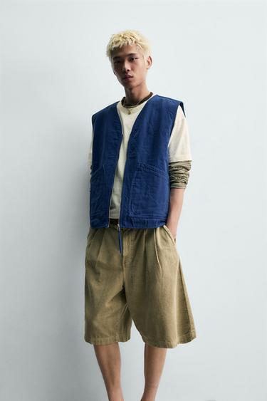 GILET EFFET DÉLAVÉ SURPIQÛRES - Bleu roi de Zara - Image 5