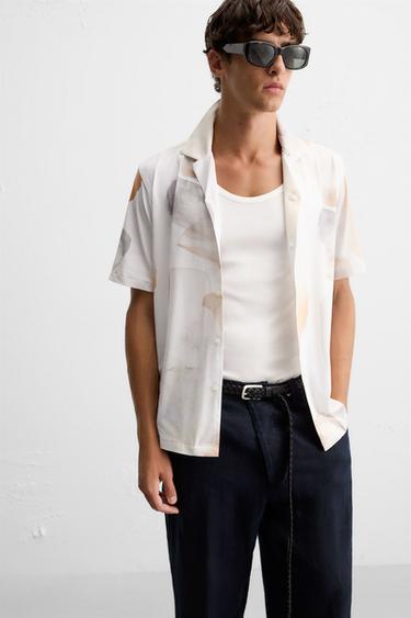 CHEMISE ÉLASTIQUE À IMPRIMÉ ABSTRAIT - Beige de Zara - Image 4