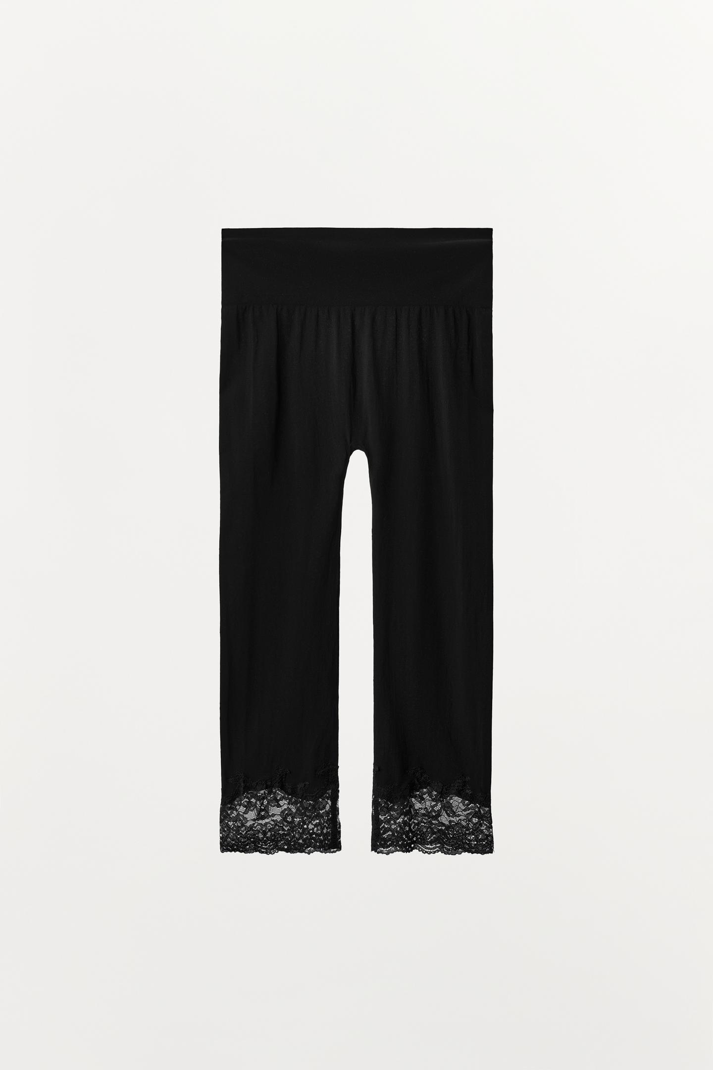 Женские брюки Zara Lace MIDI Capri, цвет: Чёрный — фото 6
