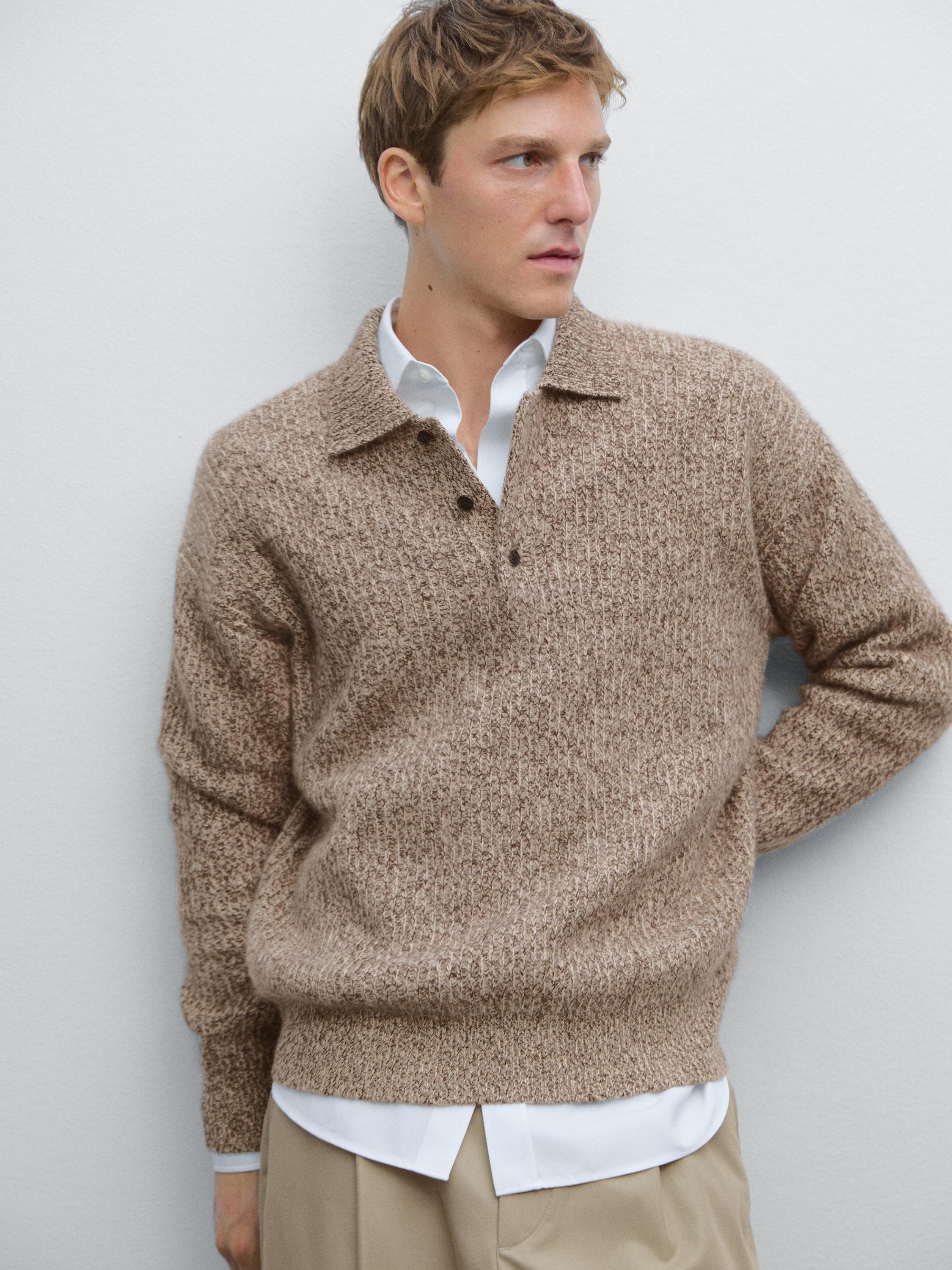 Pull polo en maille 100 % cachemire