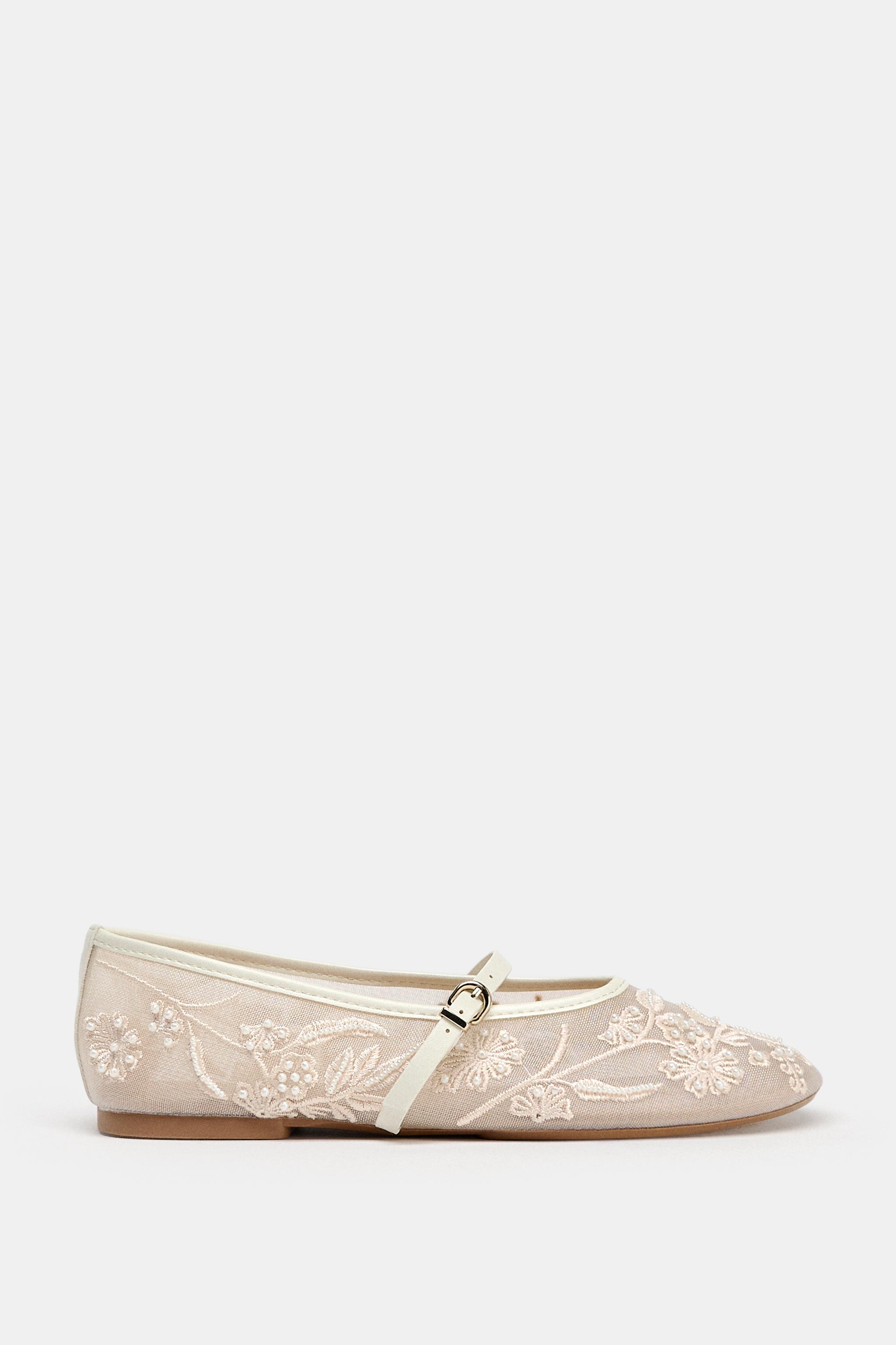 EMBROIDERED MESH BALLERINAS White ZARA Australia - Main Image
