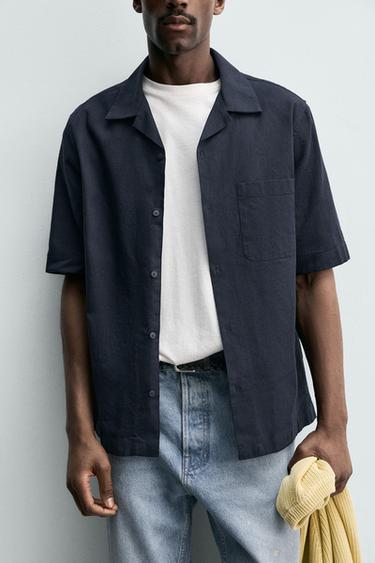 RELAXED FIT SHIRT WITH POCKET - Blue / Navy by Zara - Image 4